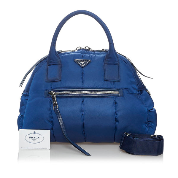 プラダ ボンバー テスート ハンドバッグ ショルダーバッグ 2WAY BL0881 ブルー ナイロン レディース PRADA 【中古】