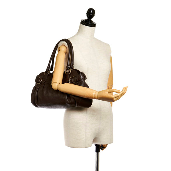 サルヴァトーレフェラガモ ガンチーニ ショルダーバッグ AU-21/B234 ブラウン レザー レディース Salvatore Ferragamo 【中古】