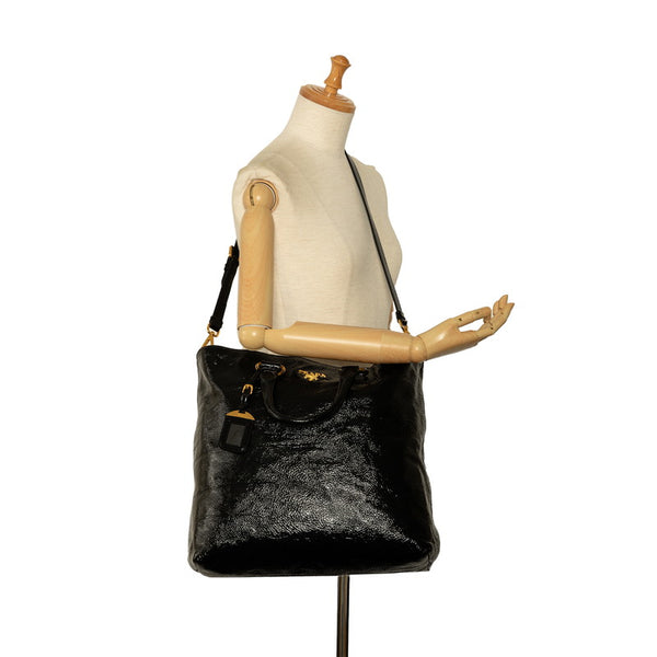 プラダ ハンドバッグ ショルダーバッグ 2WAY BN1713 ブラック エナメル レディース PRADA 【中古】