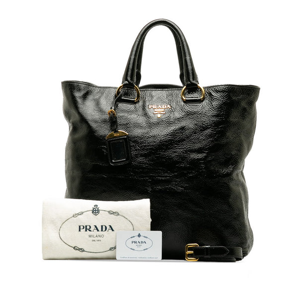 プラダ ハンドバッグ ショルダーバッグ 2WAY BN1713 ブラック エナメル レディース PRADA 【中古】