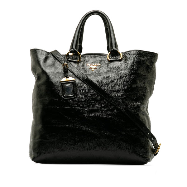 プラダ ハンドバッグ ショルダーバッグ 2WAY BN1713 ブラック エナメル レディース PRADA 【中古】