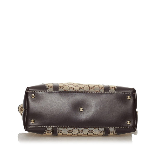 グッチ GGキャンバス ラブリートート ハンドバッグ 257069 ブラウン ベージュ キャンバス レザー レディース GUCCI 【中古】