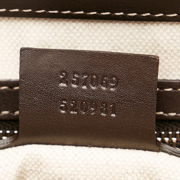 グッチ GGキャンバス ラブリートート ハンドバッグ 257069 ブラウン ベージュ キャンバス レザー レディース GUCCI 【中古】