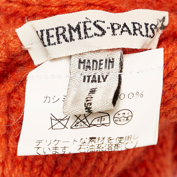 エルメス マルジェラ期 Hロゴ 変形ショール マフラー オレンジ カシミヤ レディース HERMES 【中古】