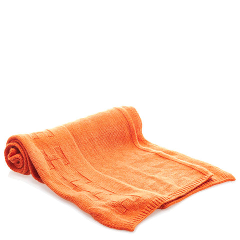 エルメス マルジェラ期 Hロゴ 変形ショール マフラー オレンジ カシミヤ レディース HERMES 【中古】