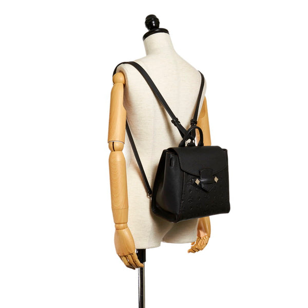 エム シー エム リュック バックパック ブラック レザー レディース MCM 【中古】