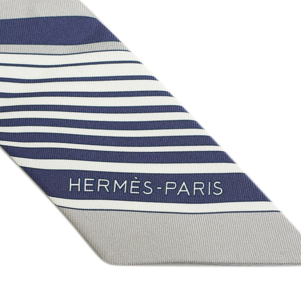 エルメス ツイリー エクスリブリス Libris スカーフ ネイビー ホワイト シルク レディース HERMES 【中古】