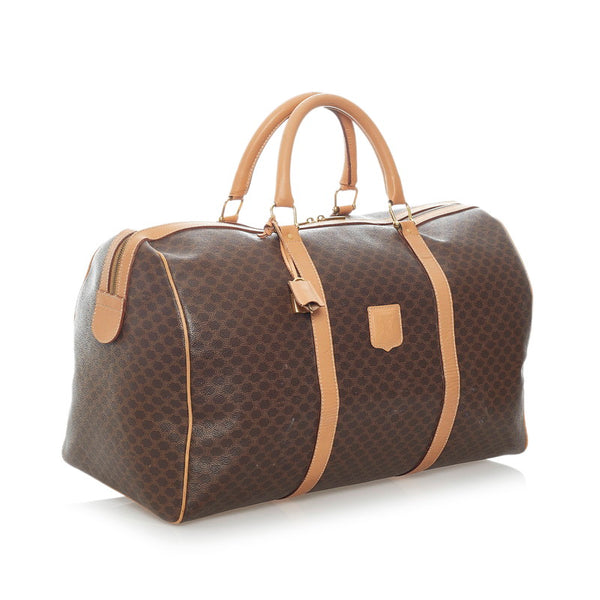 セリーヌ マカダム ボストンバッグ ブラウン PVC レザー レディース CELINE 【中古】