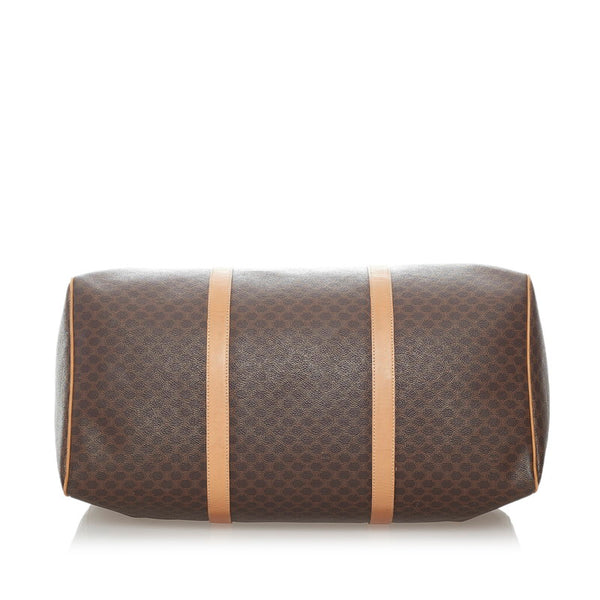 セリーヌ マカダム ボストンバッグ ブラウン PVC レザー レディース CELINE 【中古】