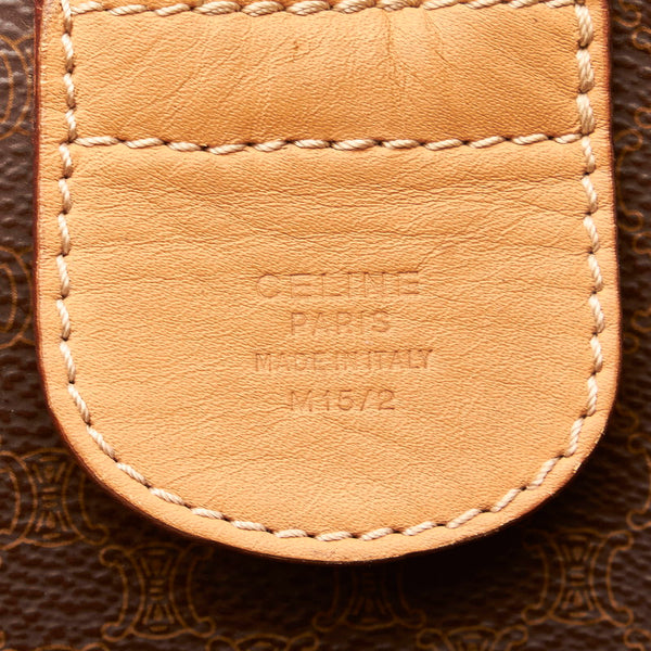 セリーヌ マカダム ボストンバッグ ブラウン PVC レザー レディース CELINE 【中古】