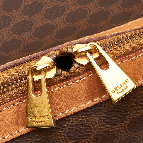 セリーヌ マカダム ボストンバッグ ブラウン PVC レザー レディース CELINE 【中古】
