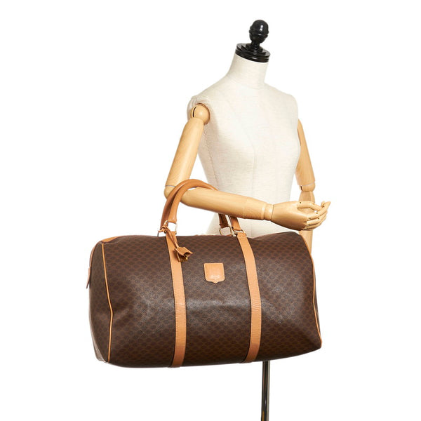 セリーヌ マカダム ボストンバッグ ブラウン PVC レザー レディース CELINE 【中古】