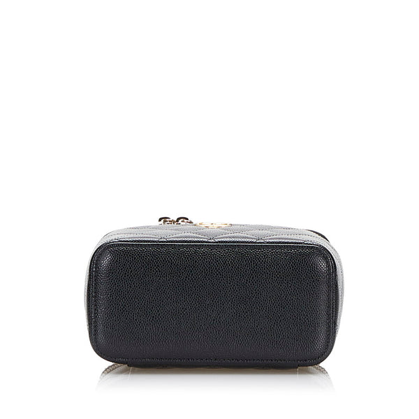 シャネル マトラッセ チェーン ショルダーバッグ バニティバッグ ブラック キャビアスキン レディース CHANEL 【中古】