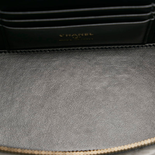 シャネル マトラッセ チェーン ショルダーバッグ バニティバッグ ブラック キャビアスキン レディース CHANEL 【中古】