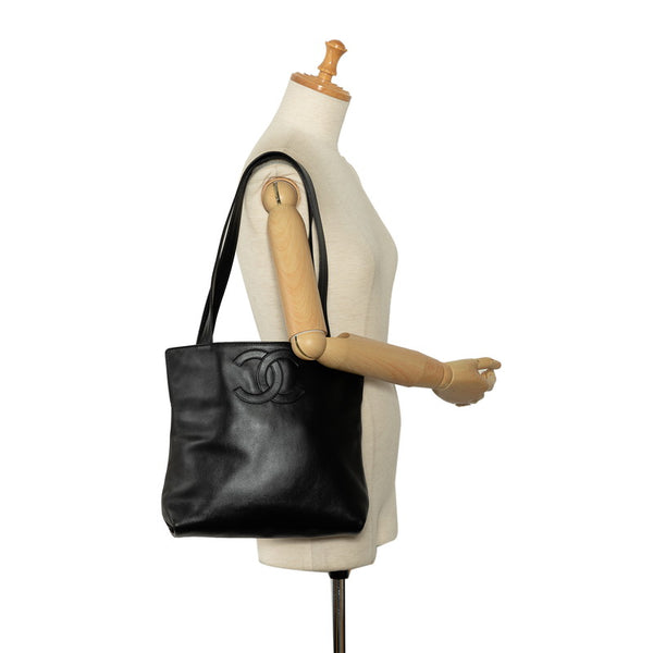 シャネル ココマーク トートバッグ ブラック ラムスキン レディース CHANEL 【中古】