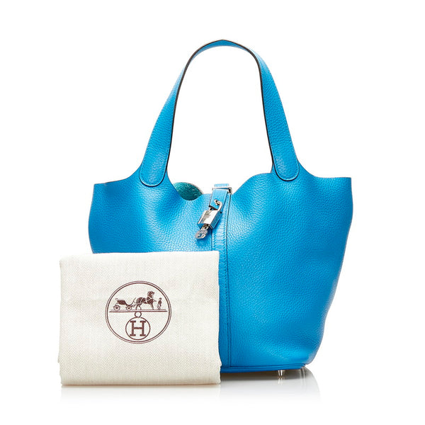 エルメス ピコタンロック MM ハンドバッグ ブルーザンジバル レザー レディース HERMES 【中古】
