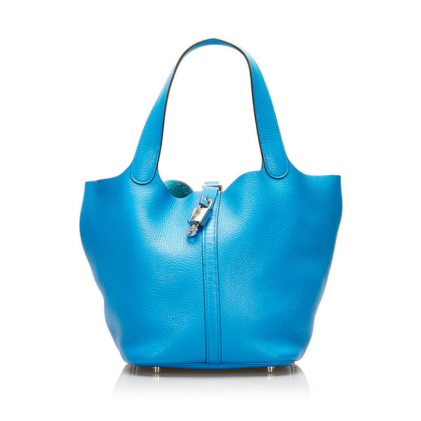 エルメス ピコタンロック MM ハンドバッグ ブルーザンジバル レザー レディース HERMES 【中古】