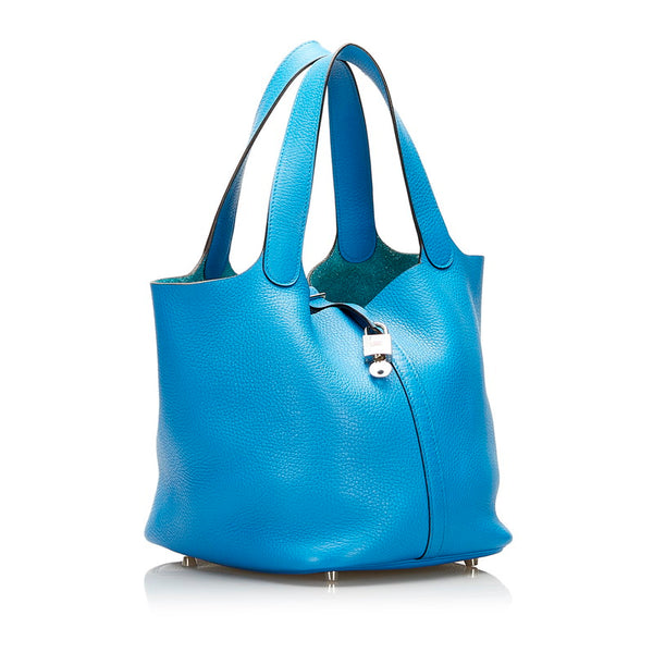 エルメス ピコタンロック MM ハンドバッグ ブルーザンジバル レザー レディース HERMES 【中古】