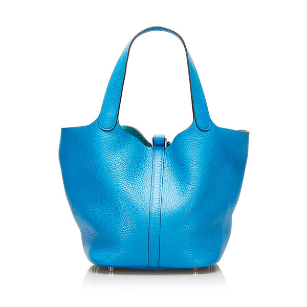 エルメス ピコタンロック MM ハンドバッグ ブルーザンジバル レザー レディース HERMES 【中古】