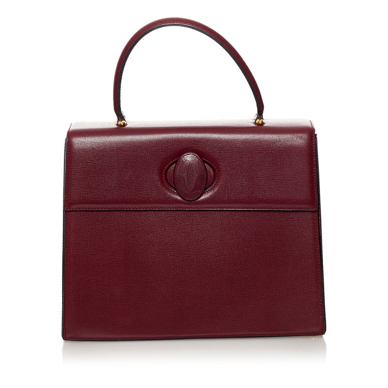 カルティエ マスト ハンドバッグ ワインレッド レザー レディース CARTIER 【中古】
