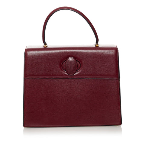 カルティエ マスト ハンドバッグ ワインレッド レザー レディース CARTIER 【中古】