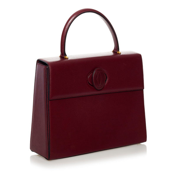 カルティエ マスト ハンドバッグ ワインレッド レザー レディース CARTIER 【中古】