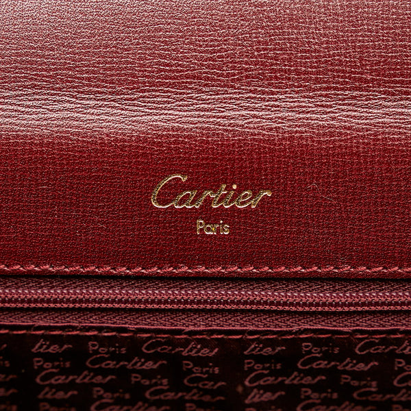 カルティエ マスト ハンドバッグ ワインレッド レザー レディース CARTIER 【中古】