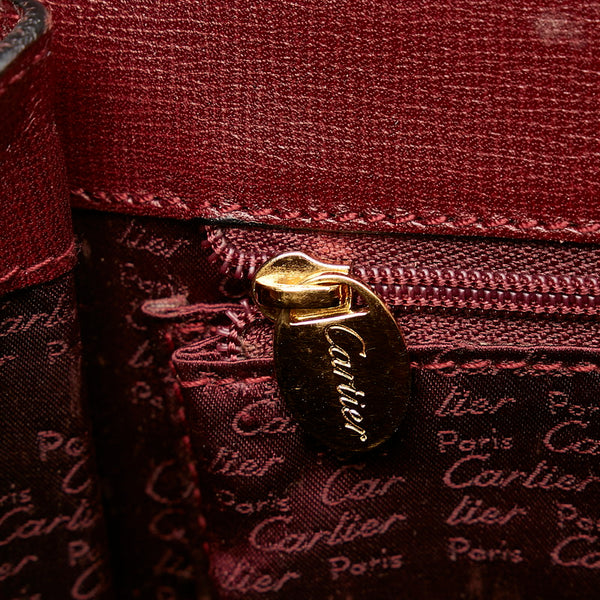 カルティエ マスト ハンドバッグ ワインレッド レザー レディース CARTIER 【中古】