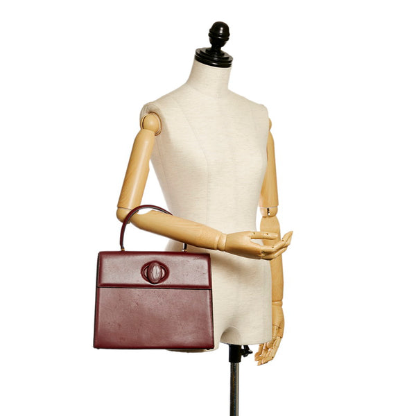 カルティエ マスト ハンドバッグ ワインレッド レザー レディース CARTIER 【中古】