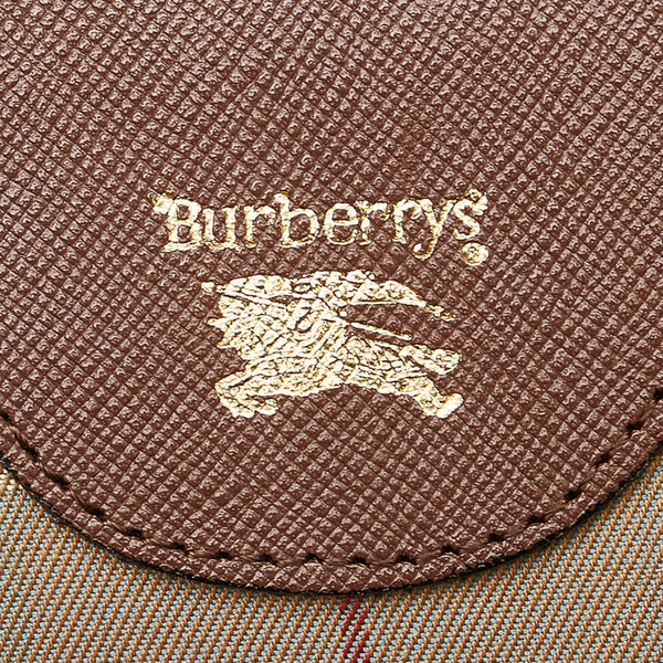 バーバリー チェック クラッチバッグ セカンドバッグ カーキ ブラウン キャンバス レザー レディース BURBERRY 【中古】