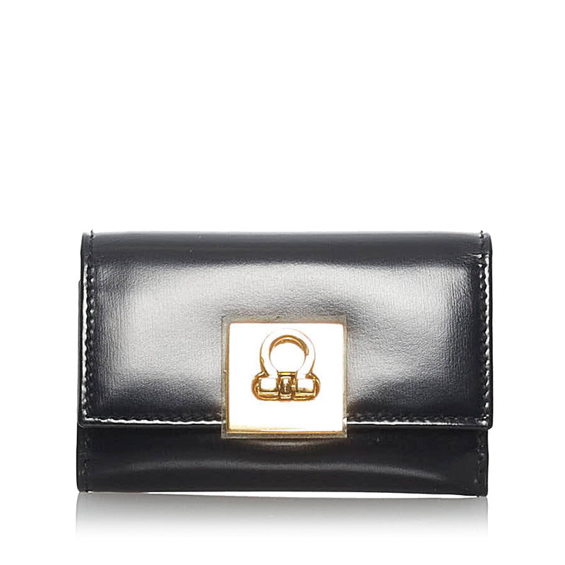 サルヴァトーレフェラガモ ガンチーニ 6連 ブラック レザー キーケース レディース Salvatore Ferragamo 【中古】