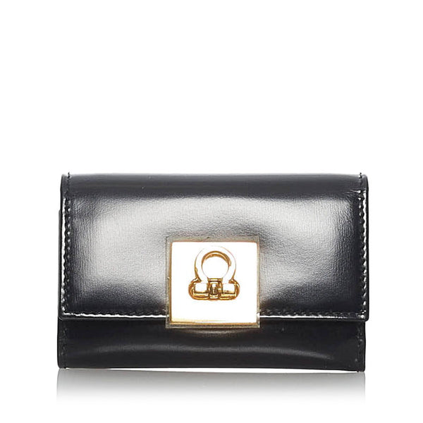 サルヴァトーレフェラガモ ガンチーニ 6連 ブラック レザー キーケース レディース Salvatore Ferragamo 【中古】