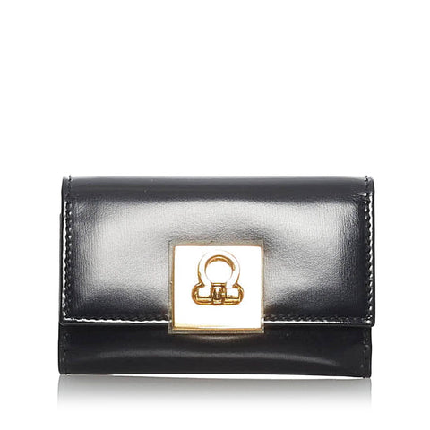 サルヴァトーレフェラガモ ガンチーニ 6連 ブラック レザー キーケース レディース Salvatore Ferragamo 【中古】