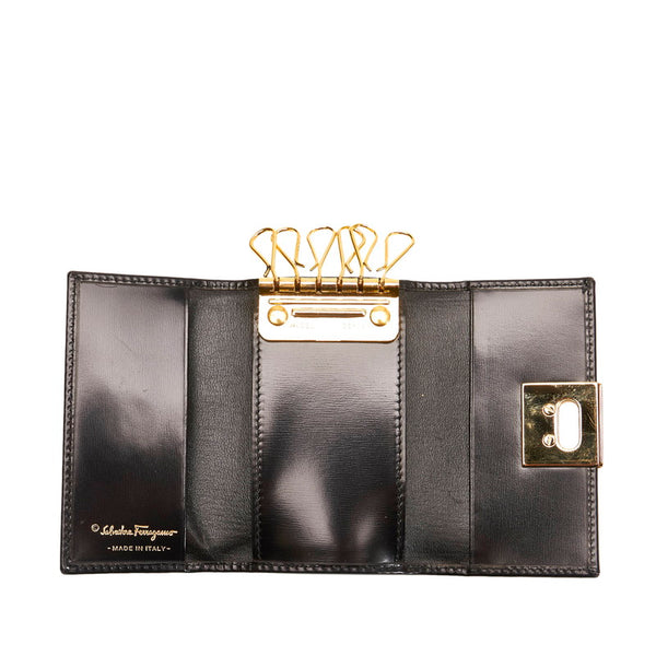 サルヴァトーレフェラガモ ガンチーニ 6連 ブラック レザー キーケース レディース Salvatore Ferragamo 【中古】