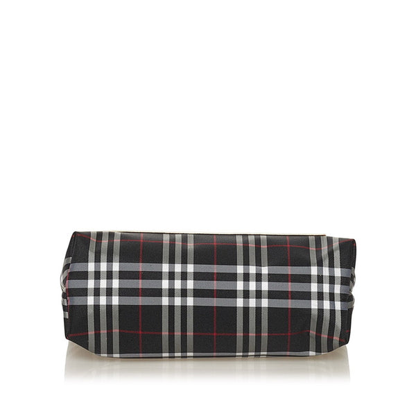 バーバリー ノバチェック ポーチ ブラック ベージュ キャンバス レザー レディース BURBERRY 【中古】
