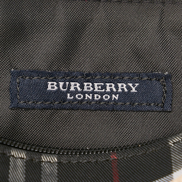 バーバリー ノバチェック ポーチ ブラック ベージュ キャンバス レザー レディース BURBERRY 【中古】