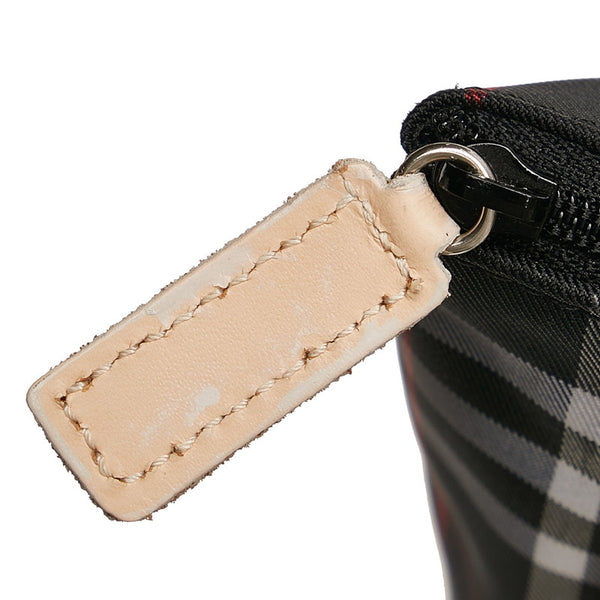 バーバリー ノバチェック ポーチ ブラック ベージュ キャンバス レザー レディース BURBERRY 【中古】