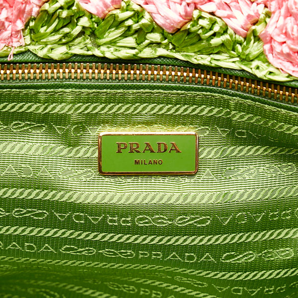 プラダ カナパ ハンドバッグ BN2302 ピンク グリーン ラフィア レディース PRADA 【中古】