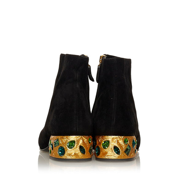 プラダ ビジュー ブーツ ブラック スウェード レディース PRADA 【中古】