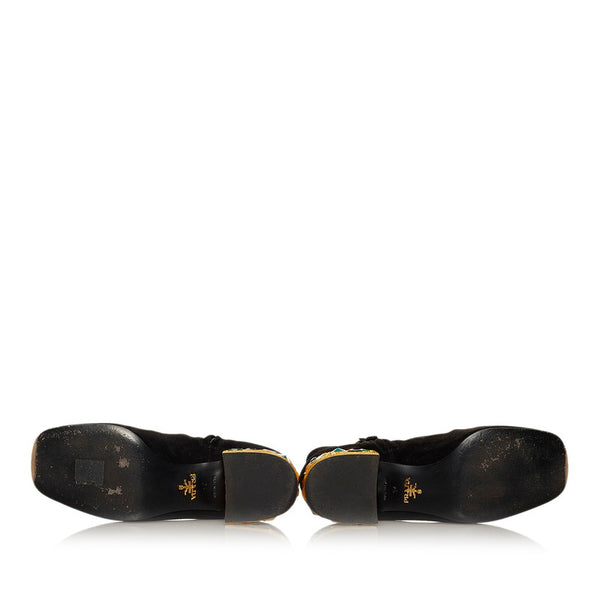 プラダ ビジュー ブーツ ブラック スウェード レディース PRADA 【中古】