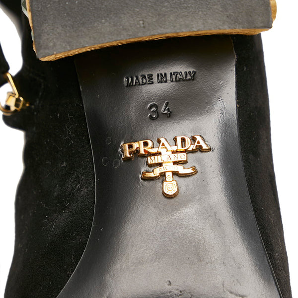 プラダ ビジュー ブーツ ブラック スウェード レディース PRADA 【中古】