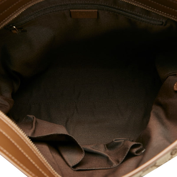 グッチ GGキャンバス トートバッグ ショルダーバッグ 2WAY 388929 ベージュ ブラウン キャンバス レザー レディース GUCCI 【中古】