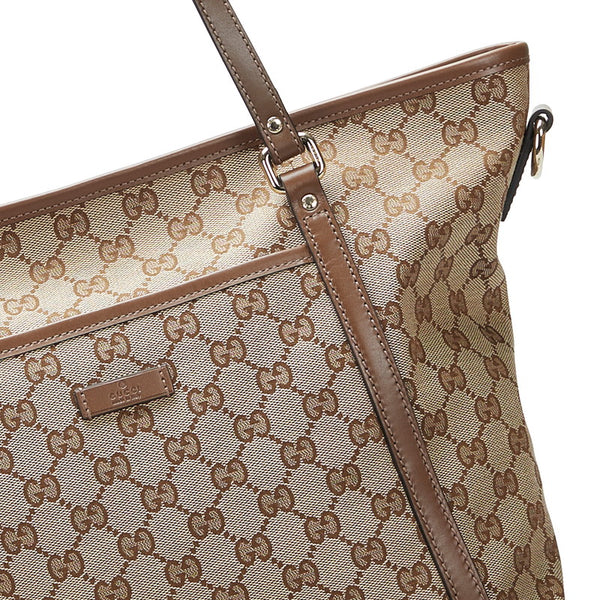 グッチ GGキャンバス トートバッグ ショルダーバッグ 2WAY 388929 ベージュ ブラウン キャンバス レザー レディース GUCCI 【中古】