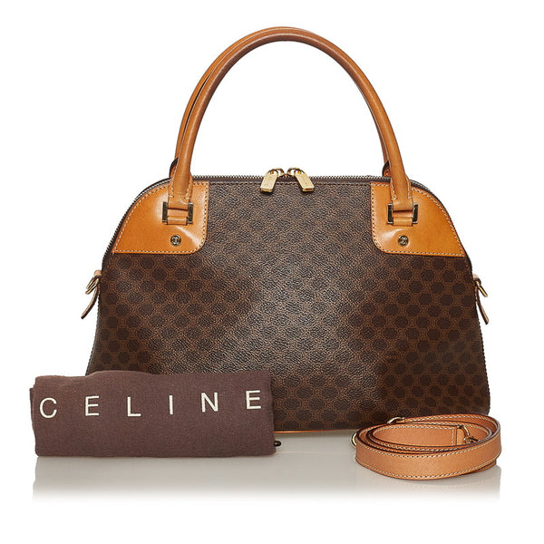 セリーヌ マカダム ブラウン PVC レザー ハンドバッグ ショルダーバッグ 2WAY レディース CELINE 【中古】