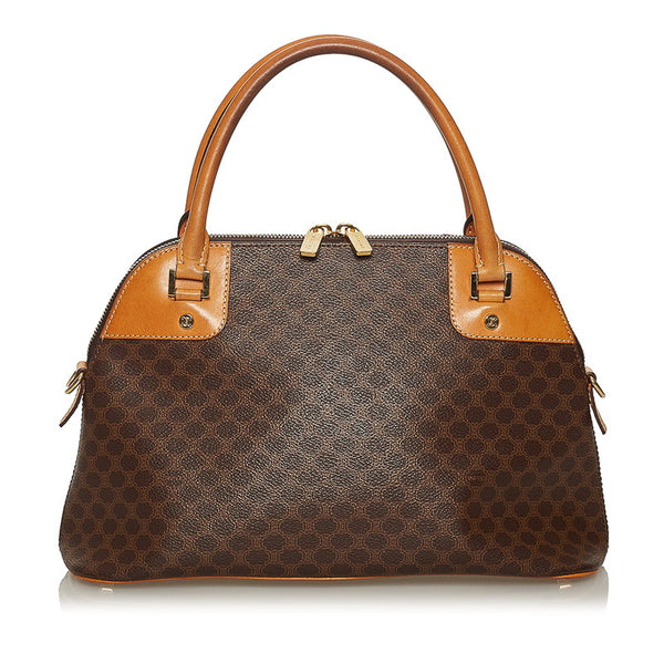 セリーヌ マカダム ブラウン PVC レザー ハンドバッグ ショルダーバッグ 2WAY レディース CELINE 【中古】