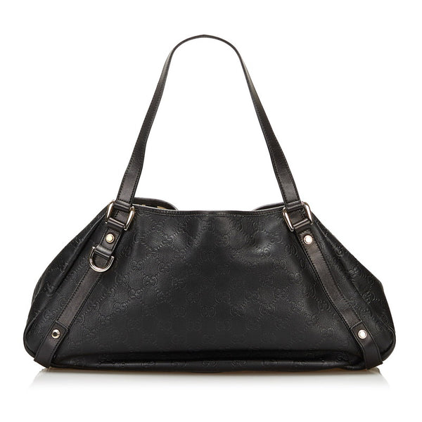 グッチ グッチシマ アビー ハンドバッグ ショルダーバッグ 130736 ブラック レザー レディース GUCCI 【中古】