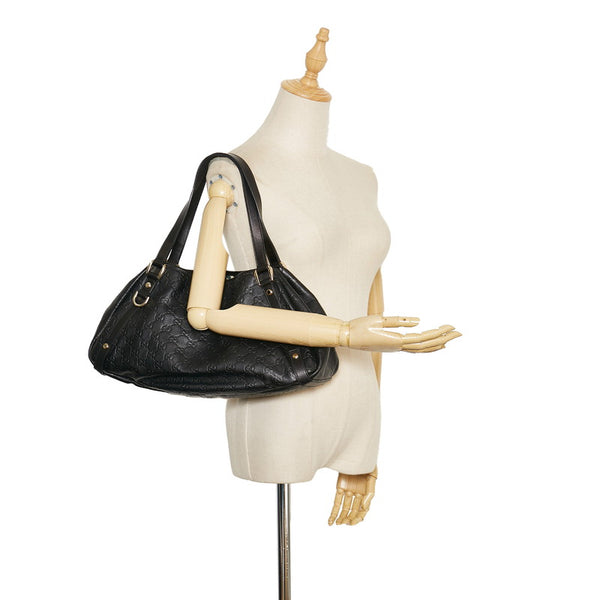 グッチ グッチシマ アビー ハンドバッグ ショルダーバッグ 130736 ブラック レザー レディース GUCCI 【中古】