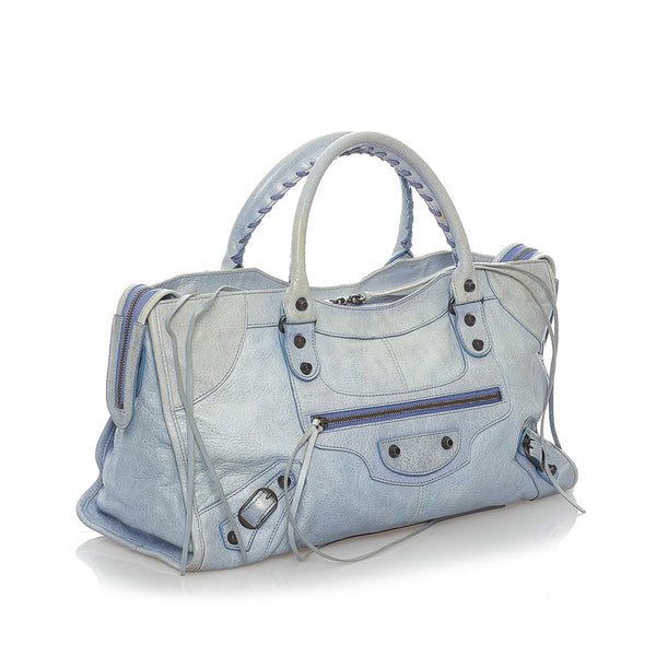 バレンシアガ ジャイアント シティ 168028 4360 ライトブルー レザー ハンドバッグ ショルダーバッグ 2WAY レディース BALENCIAGA 【中古】