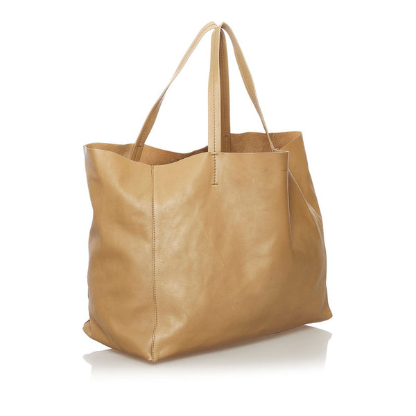 セリーヌ ホリゾンタルカバ トートバッグ ベージュ レザー レディース CELINE 【中古】