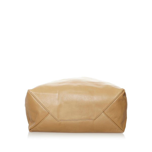 セリーヌ ホリゾンタルカバ トートバッグ ベージュ レザー レディース CELINE 【中古】